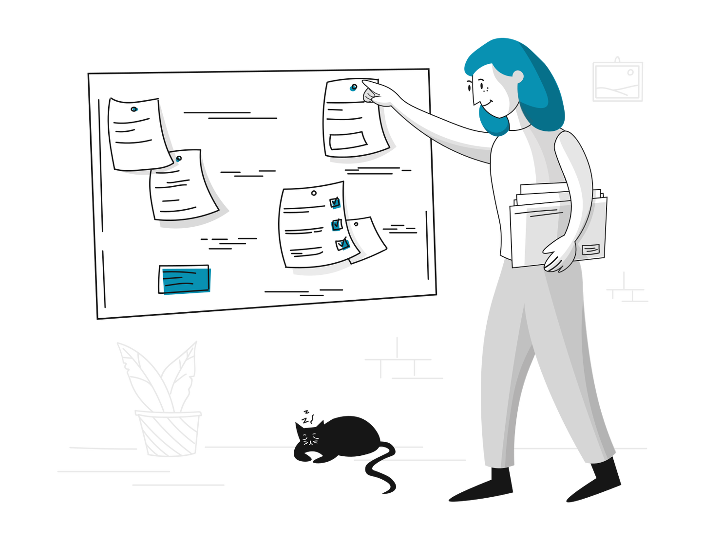 Illustration of someone pointing at solutions