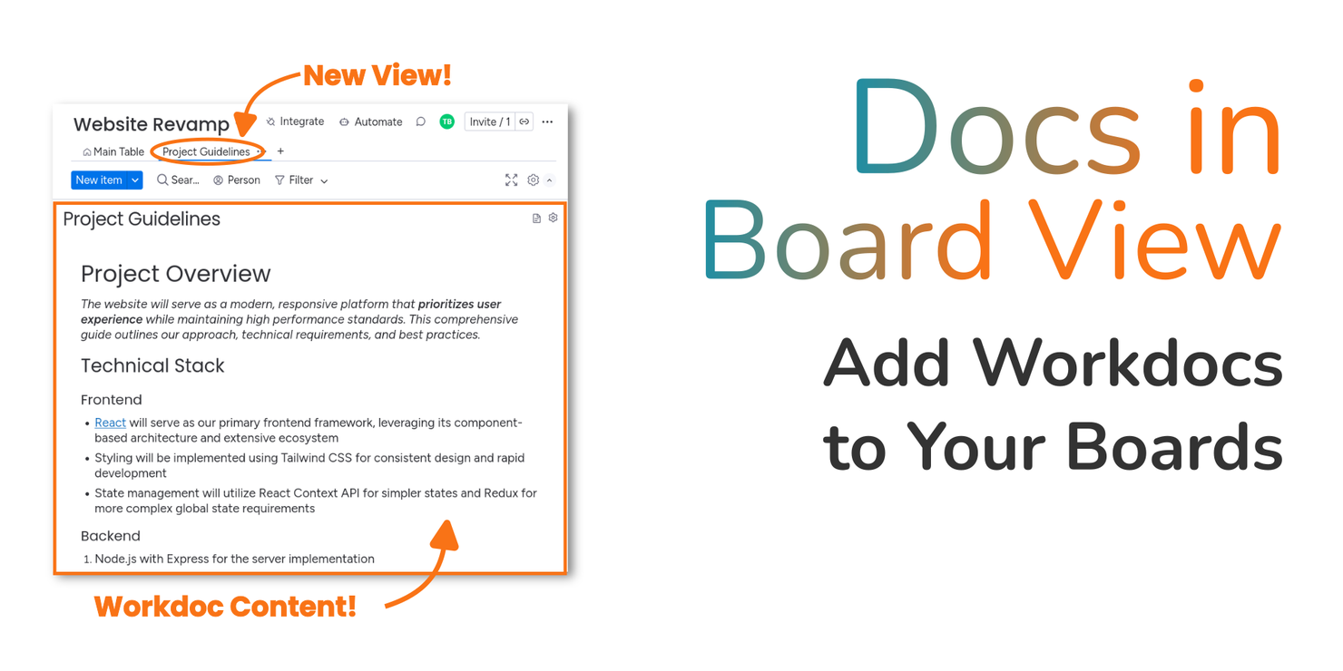 Docs in Board View monday.com app