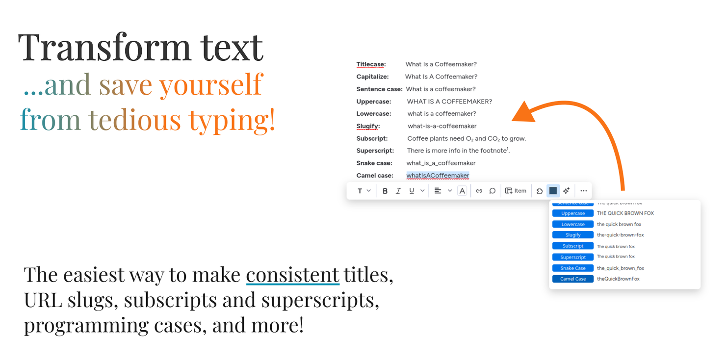 Transform text with ten different transformations Transform text in for monday.com Workdocs